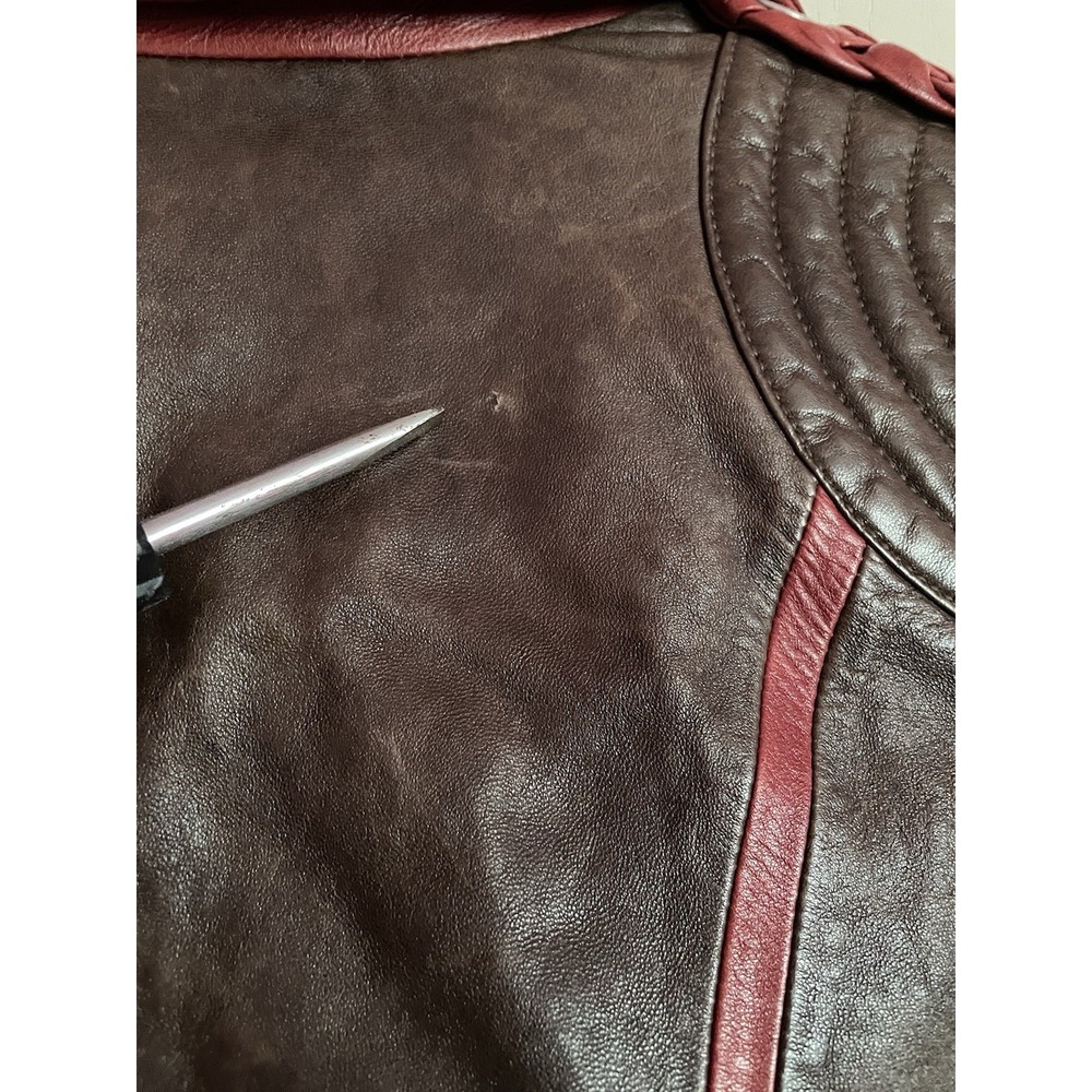 Jean Paul Gaultier Brown and Red Leather Jacket - Picture 7 of 8